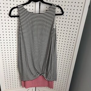 Bailey 44 Black and White Striped Dress with Red Accent